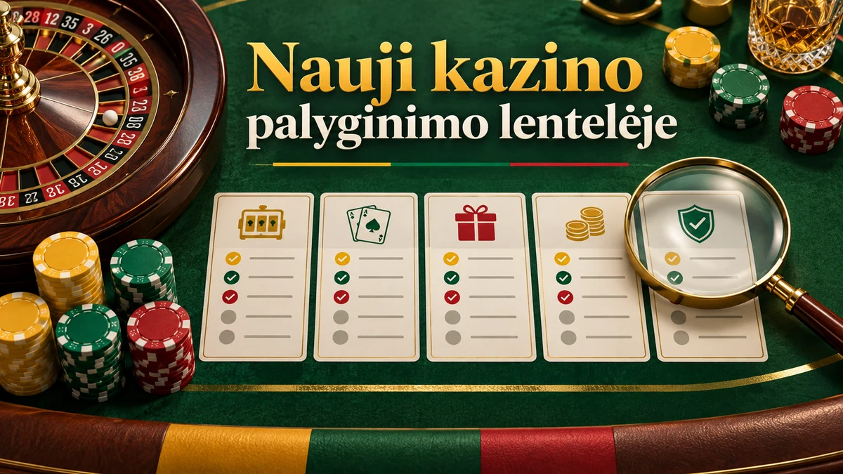 Nauji kazino vienoje palyginimo lentelėje